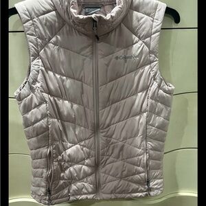 Columbia Down Vest LGE Omni-heat Pink Full Zip Puffer